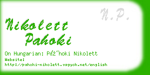 nikolett pahoki business card